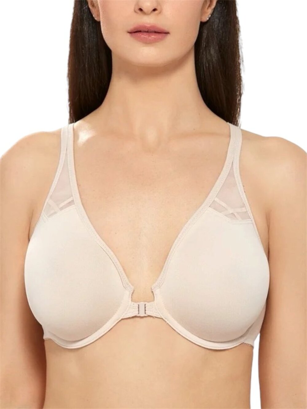 36B NWT Delimira Rose White Front Closure Racerback Bra